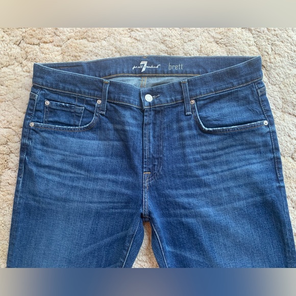 EUC MEN’S 7 FOR ALL MANKIND “Brett” STRAIGHT LEG LIGHTLY DISTRESSED JEANS 36 - Picture 6 of 14